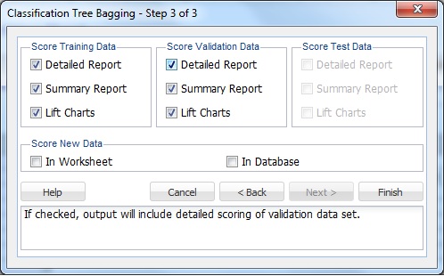 Classification Tree Bagging - Step 3 of 3 Dialog