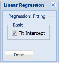 Linear Regression Parameters Dialog