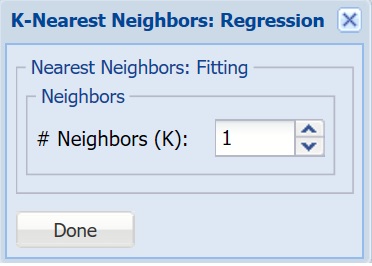 K-Nearest Neighbors Parameters Dialog