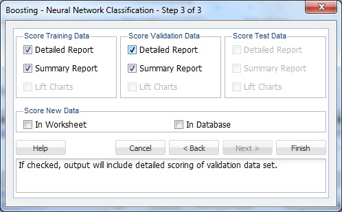 Boosting - Neural Network Classification -- Step 3 of 3 Dialog