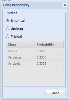 Logistic Regression -  Prior Probability Dialog