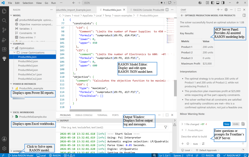 Solving Models using RASON Desktop Extension