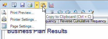 Risk Solver Uncertain Function dialog toolbar - Copy and Print icons