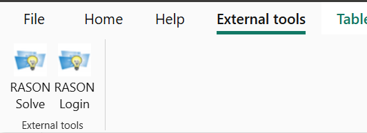Click External Tools - RASON Solve to solve the exported model in Power BI