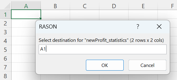 Select destination for dataframe in Excel