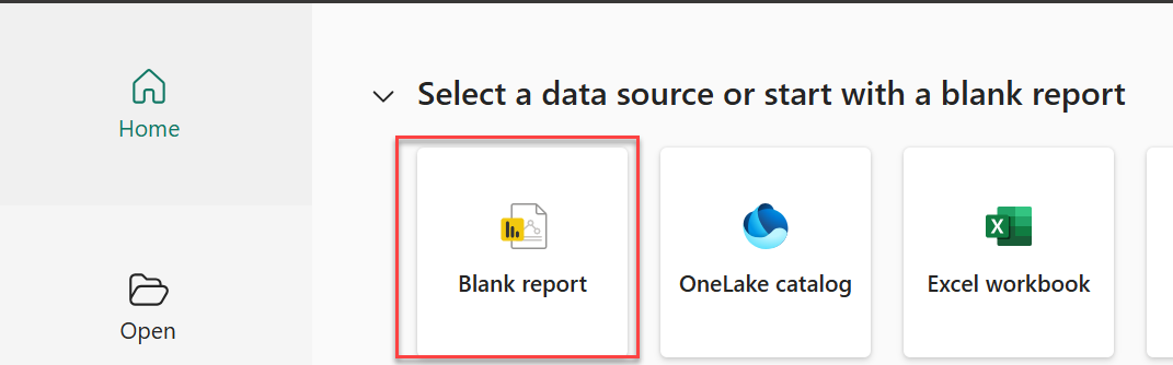 Open a blank Power BI report