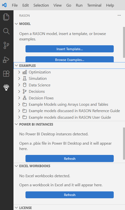 RASON Desktop Extension with Model Pane open